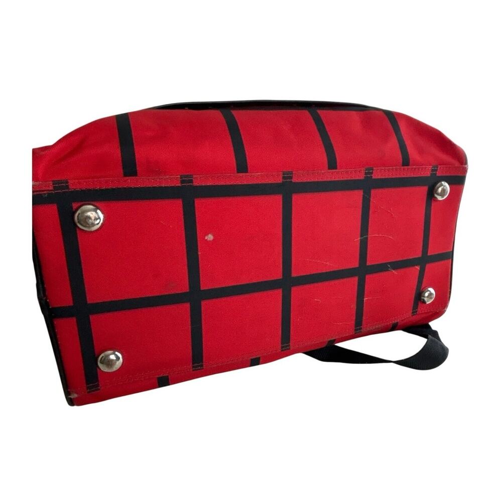 Isaac Mizrahi Hamilton Tote Red Black with Silver Hardware - Picture 11 of 13